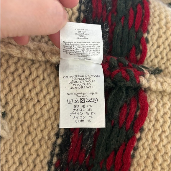 Eddie Bauer LARGE Shawl Collar Button Up WOOL Blend Chunky Hand Knit Sweater VTG - Picture 10 of 11